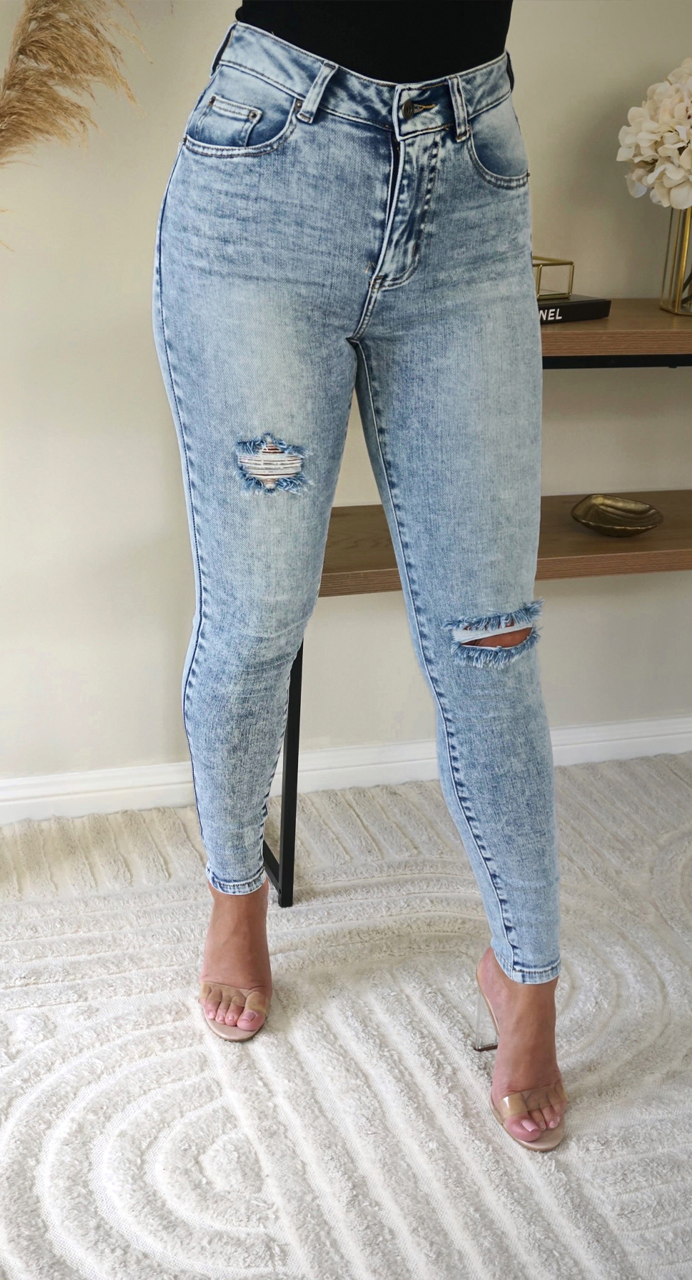 Lilly 5.0 Acid Wash Ripped Skinny - Jeans