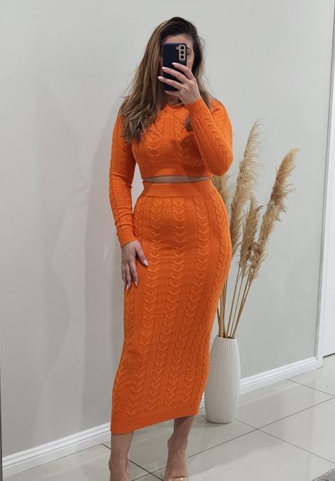 Two Piece Knit Set (Orange)